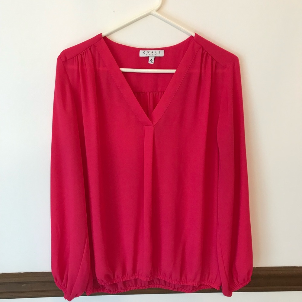 Bright red blouse